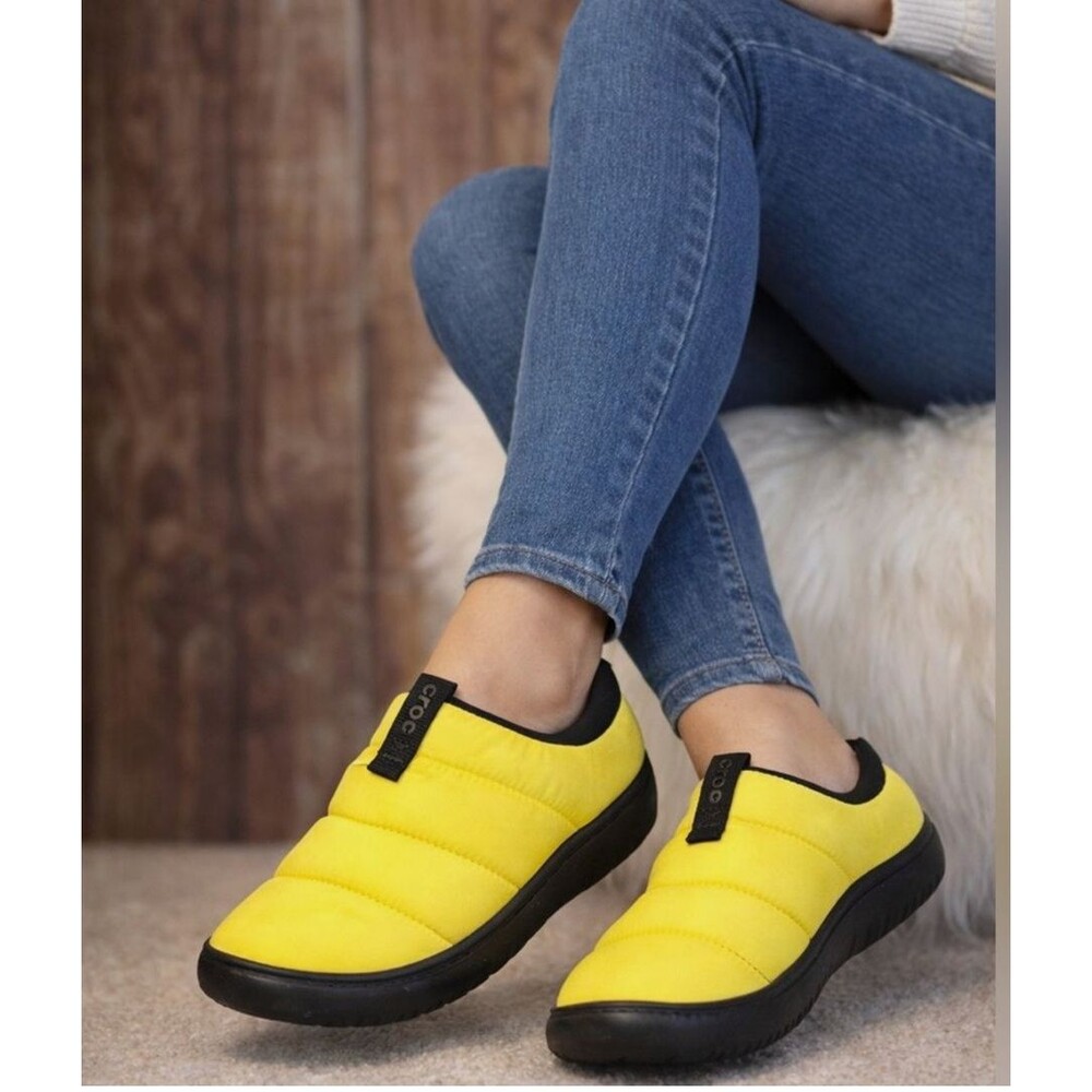 Crocs Classic Womens 7 Puff Moc Moccasin Cyber Yellow Unisex Mens 5
